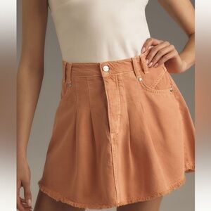 NWT Anthropologie PILCRO Pink/Rose Cotton-Lyocell Pleated Micro Denim Skirt 12